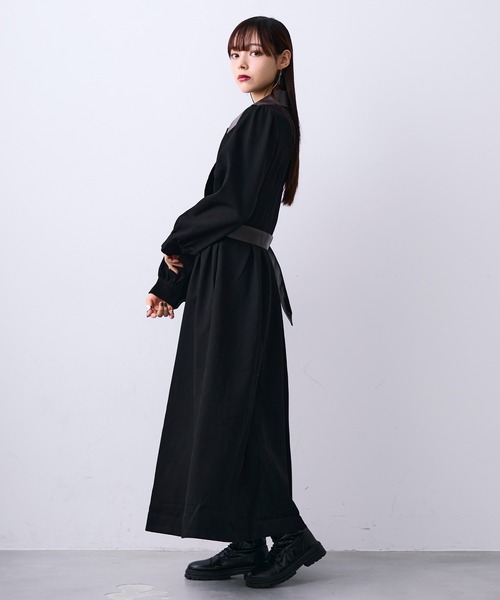 ワンピース moneco MONOe ワンピース キリカエデザインシャツワンピース/ベルト付き