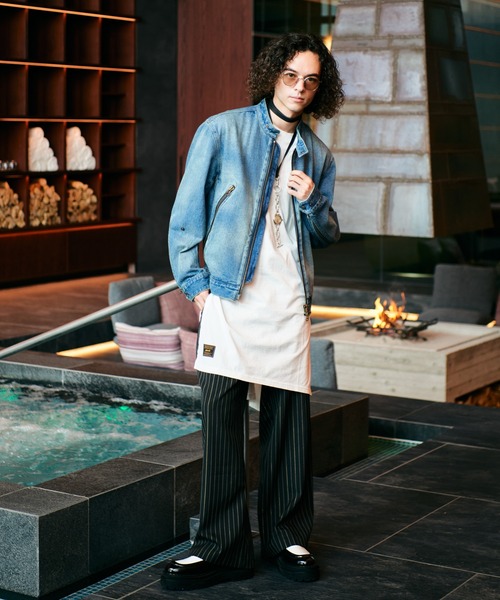 glamb（グラム） 革ジャン ライダース Denim Riders Jacket / デニム