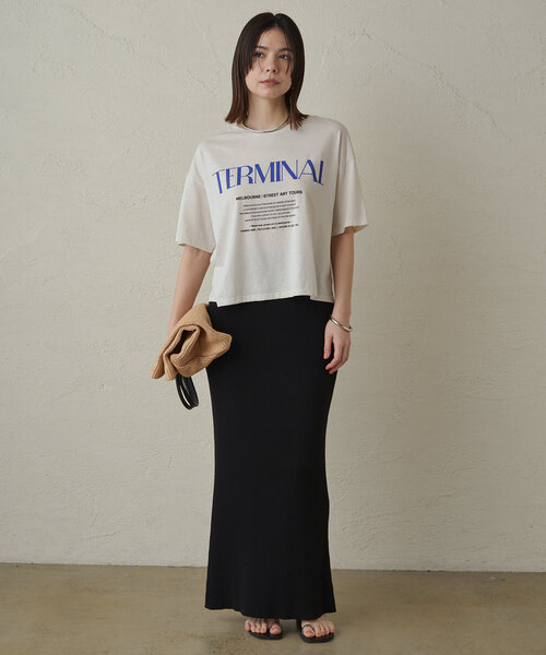 「LOUNGEDRESS」 「CHIGNON」半袖Tシャツ FREE チャコールグレー レディース_画像2