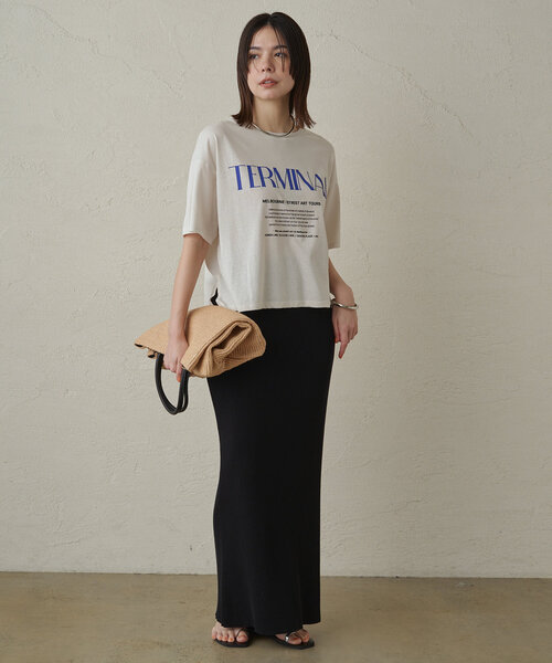 「LOUNGEDRESS」 「CHIGNON」半袖Tシャツ FREE チャコールグレー レディース_画像3
