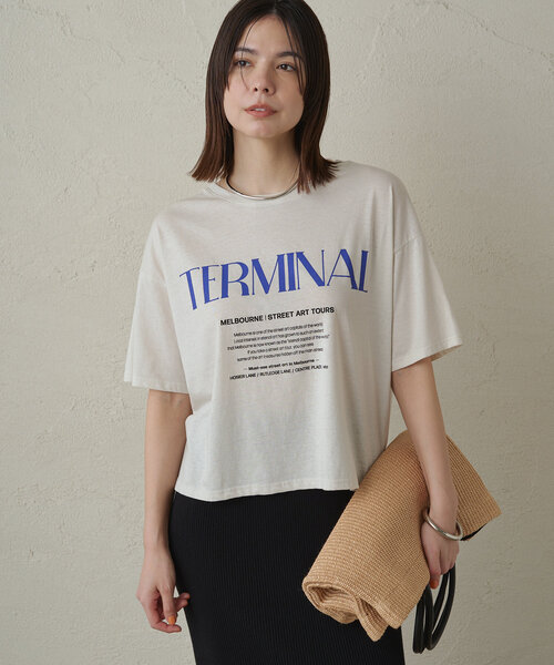 「LOUNGEDRESS」 「CHIGNON」半袖Tシャツ FREE チャコールグレー レディース_画像6
