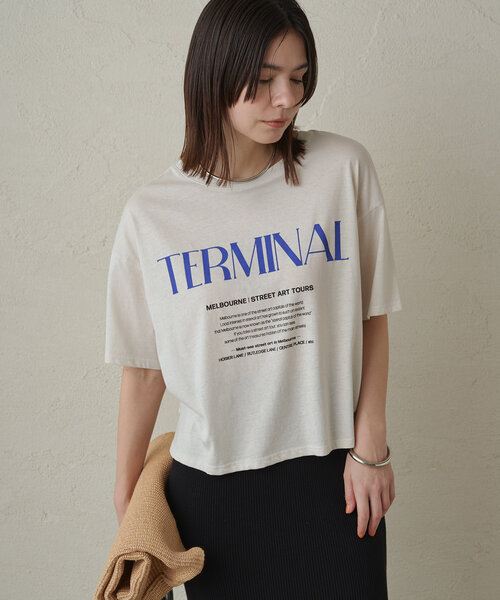 「LOUNGEDRESS」 「CHIGNON」半袖Tシャツ FREE チャコールグレー レディース_画像7