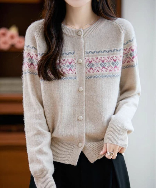 ＆soiree（アンドソワレ） ニット セーター ノルディック柄ジャガード