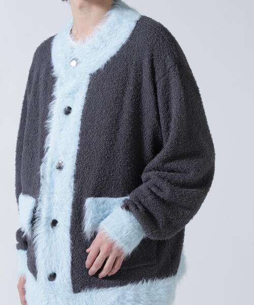 amok（アモク） カーディガン amok /アモク/COLLARLESS KNIT JACKET