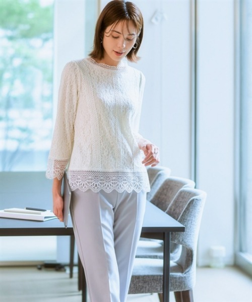 「7days Life Styling」 「Pleu voir」7分袖ブラウス 3L アイボリー レディース_画像3