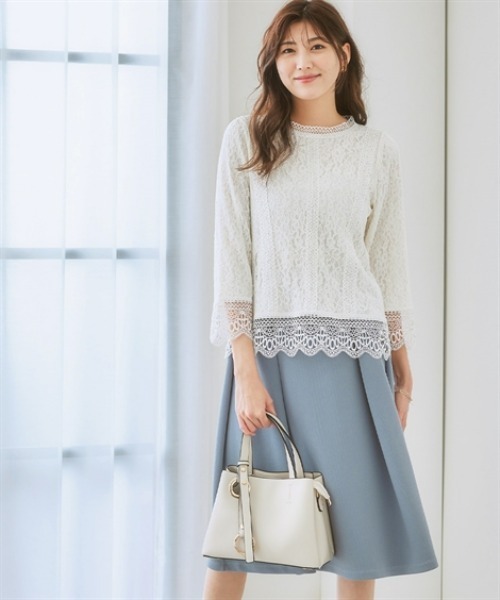「7days Life Styling」 「Pleu voir」7分袖ブラウス 3L アイボリー レディース_画像8