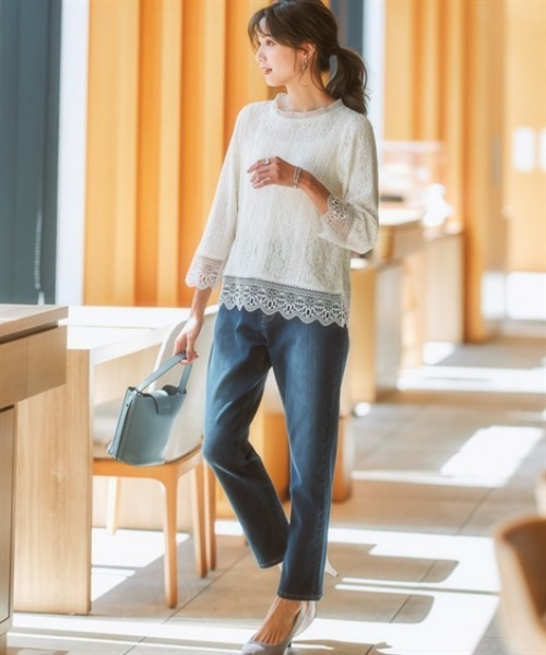 「7days Life Styling」 「Pleu voir」7分袖ブラウス 3L アイボリー レディース_画像9