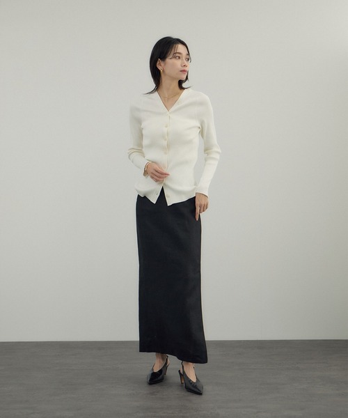 SALON adam et rope' リネンドンゴロススカート 白　タグ付き SALON adam et rope'（サロン アダム エ ロペ） スカート リネン