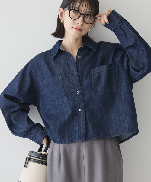 「AMERICAN HOLIC」 長袖シャツ M インディゴブルー レディース_画像2