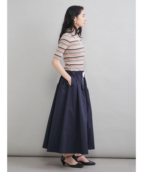 最終お値下げ⭐︎新品タグ付⭐︎Mila Owen 今季商品ドッキングワンピース Mila Owen（ミラオーウェン） ワンピース 半袖 ポロニット×タック