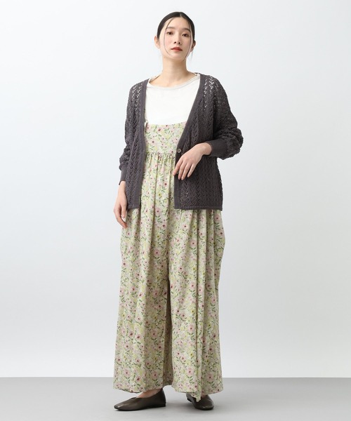 natural by clip TEN/Lフラワーサロペット 花柄 リネン混 studio CLIP（スタディオクリップ） サロペット オーバーオール