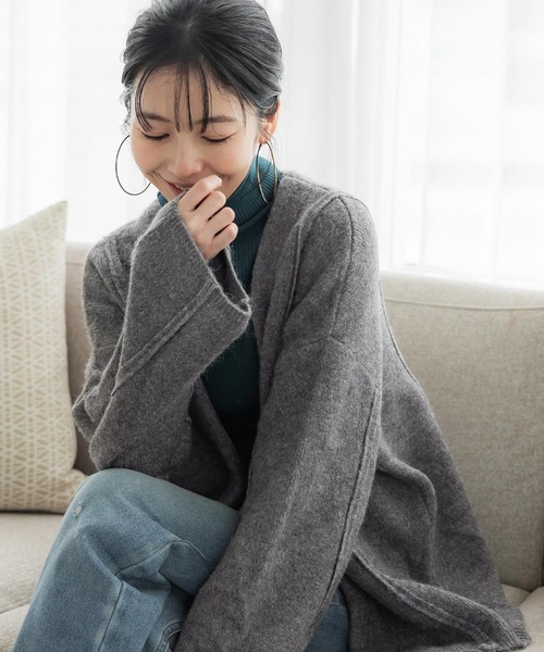 「coca(coca)」 ニットカーディガン L カーキ レディース_画像2