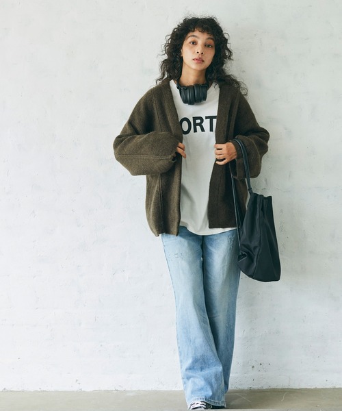 「coca(coca)」 ニットカーディガン L カーキ レディース_画像3