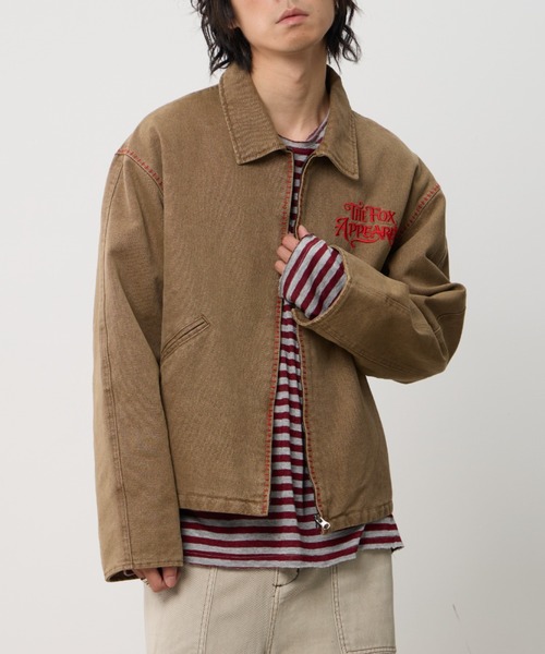 T.FOX デニムジャケット gジャン Vintage Wash Embroidered Zip 