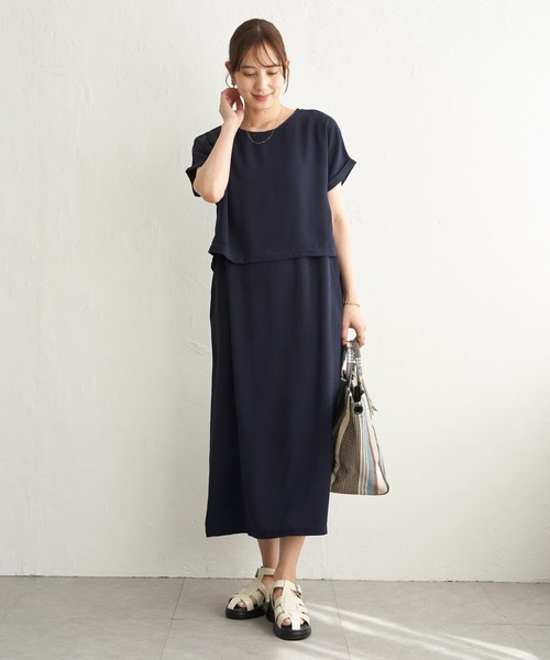 IKKA LOUNGE ワンピース 夏 半袖 「2点セット」冷感ポリウェザー3WAY