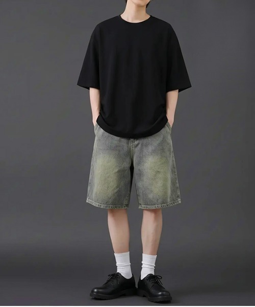 revertical ハーフパンツ パンツ 短パン デニム風イージーショート