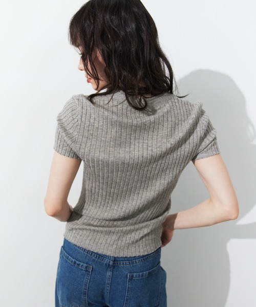 HANNE ニット セーター ヘンリーネックリブニット レディース