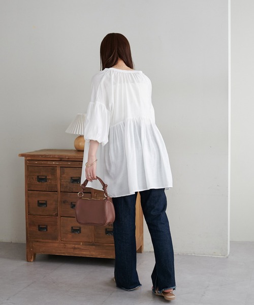「DISCOAT」 半袖ブラウス MEDIUM アイボリー レディース_画像7