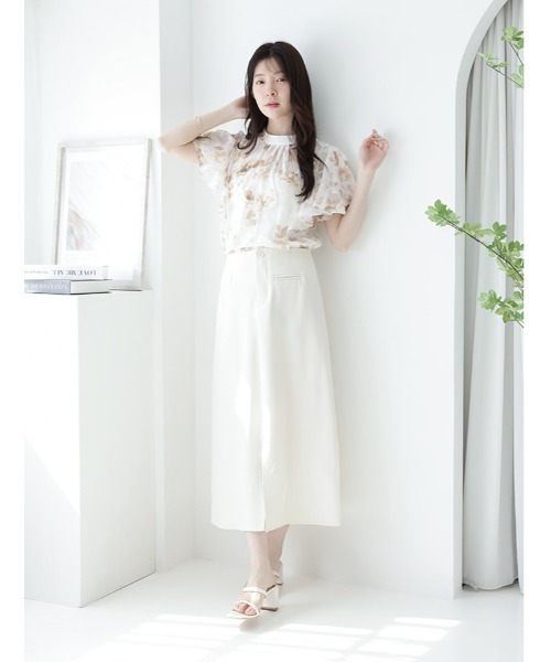 fifth（フィフス） ブラウス シャツ 半袖 ジャガード花柄プリント