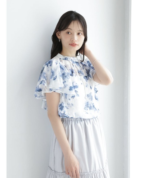 fifth（フィフス） ブラウス シャツ 半袖 ジャガード花柄プリント