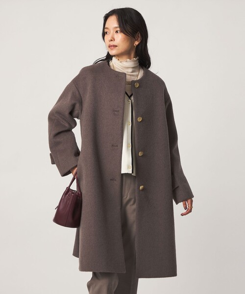 美品　green label relaxing ノーカラーコート　ダークグレーS green label relaxing（グリーンレーベルリラクシング） ノーカラー