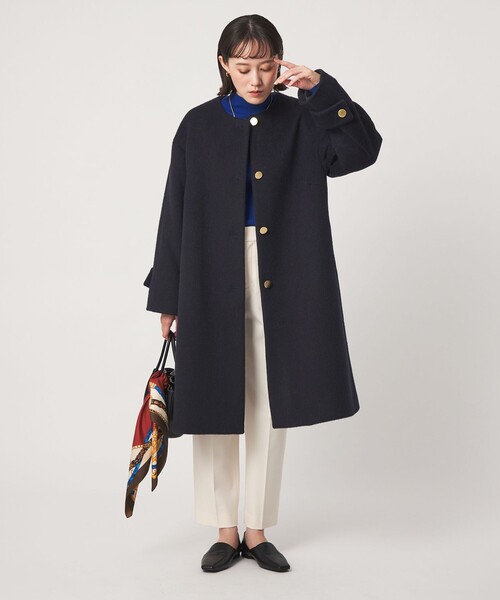美品　green label relaxing ノーカラーコート　ダークグレーS green label relaxing（グリーンレーベルリラクシング） ノーカラー