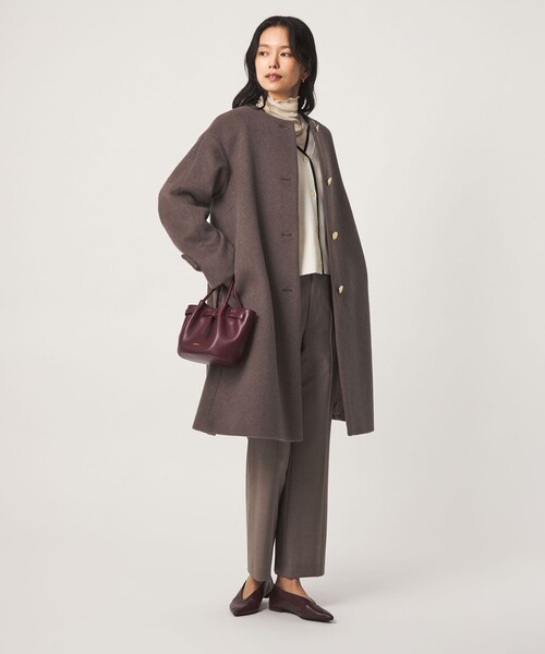 新品 green label relaxing アンゴラビーバーノーカラーコート green label relaxing（グリーンレーベルリラクシング） ノーカラー