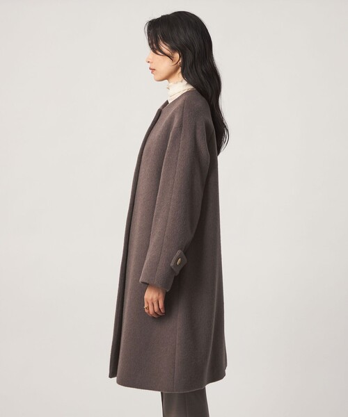新品 green label relaxing アンゴラビーバーノーカラーコート green label relaxing（グリーンレーベルリラクシング） ノーカラー