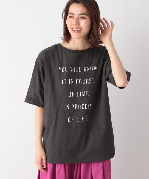 LEPSIM（レプシィム） tシャツ 半袖 ラウンドヘムロゴプリントT