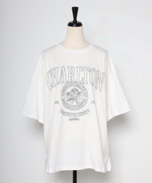 Bonjour Sagan tシャツ CHARLTON刺繍ロゴTシャツ レディース