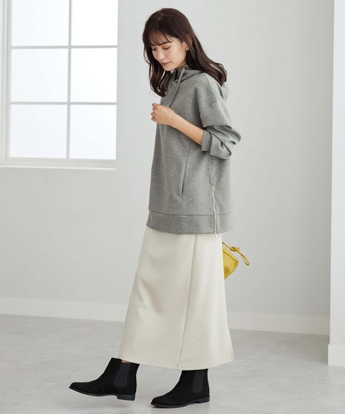 BELLUNA パーカー サイドジップ使いフードパーカー レディース