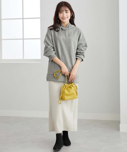 BELLUNA パーカー サイドジップ使いフードパーカー レディース