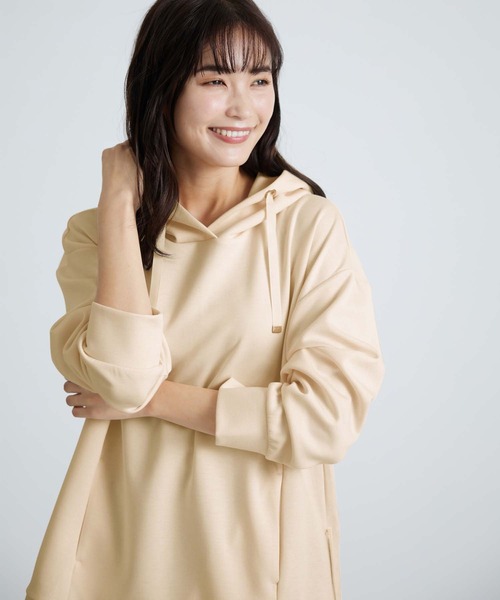 BELLUNA パーカー サイドジップ使いフードパーカー レディース