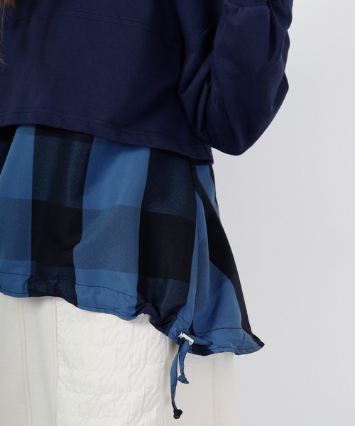 tシャツ Anna Nicola ブロックチェック切替プルオーバー レディース Anna Nicola tシャツ ブロックチェック切替プルオーバー