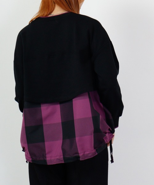 tシャツ Anna Nicola ブロックチェック切替プルオーバー レディース Anna Nicola tシャツ ブロックチェック切替プルオーバー