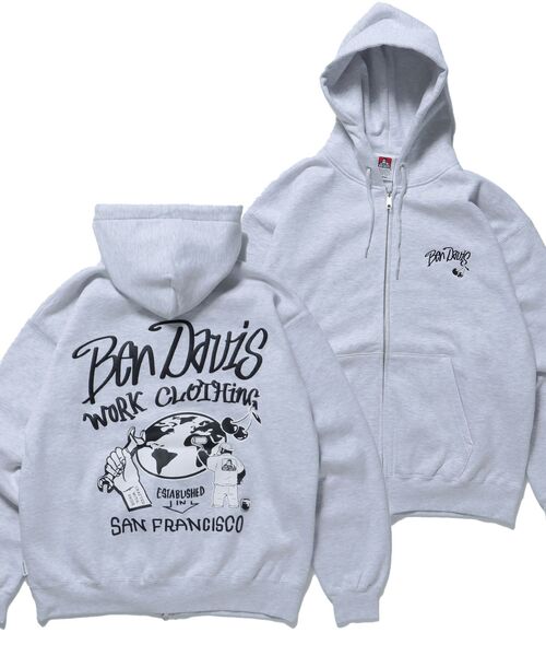 パーカー メンズ 「BEN DAVIS(ベンデイビス)」WALL TAGGING ZIP HOODIE / ロゴ ビッグ スウェット ジップパーカー｜zozo｜02