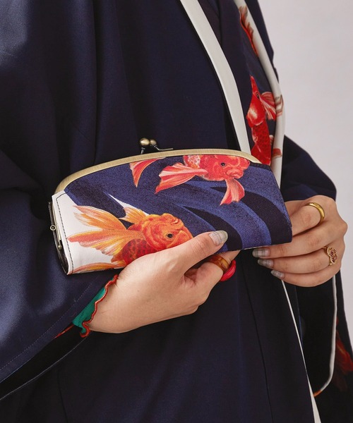◆倭物やカヤ◆がま口長財布　ふくれ織り カヤ 財布 「カヤ」花ふくれ織り がま口長財布 レディース