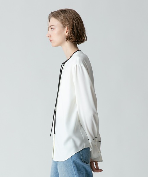 allureville ブラウス シャツ ジョーゼット細パイピングブラウス