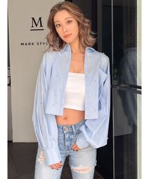 シャツ ブラウス レディース ビジュースタッズショートLOOSE シャツ｜ZOZOTOWN Yahoo!店