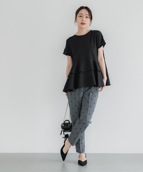 tシャツ 異素材切り替えTシャツ レディース antiqua tシャツ 異素材切り替えボーダートップス レディース
