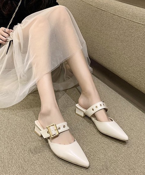 Lace Ladies サンダル ポインテッド スタッズ ミュール