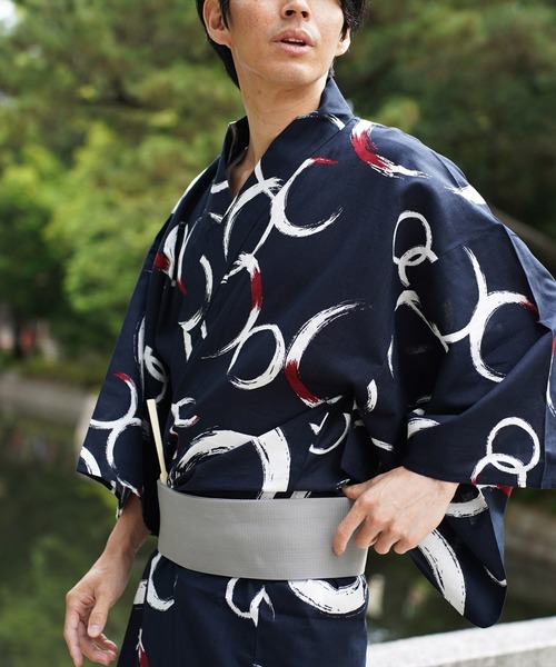 BAYBLO 浴衣 (TI)メンズ「3点セット」プリント 和柄 ゆかた