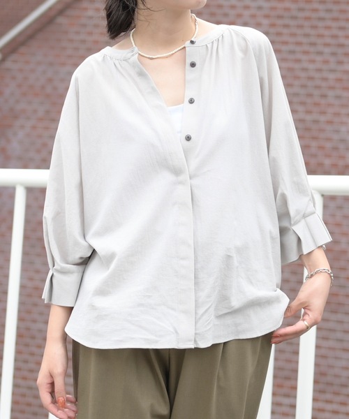＆HALF tシャツ バックギャザーコットンブラウス レディース