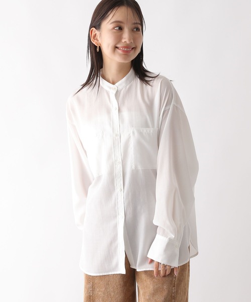 2wayバンドカラーシャツブラウス ikka（イッカ） ブラウス シャツ 「雑誌InRed10月号掲載」前後2WAY