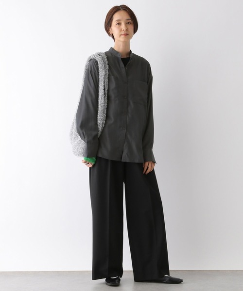 ブラウス シャツ バンドカラー長袖シャツ レディース 楽天市場】ブラウス バンドカラーロングシャツ レディース 送料