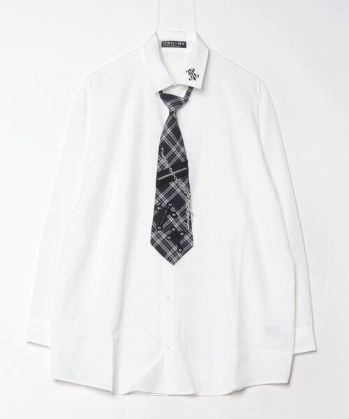 TRAVAS TOKYO/トラバス トーキョー パンクスネクタイ半袖シャツ　シロ TRAVAS TOKYO ブラウス シャツ 「TRAVAS TOKYO/トラバス