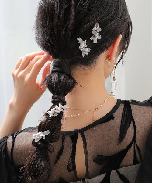 Kana 卒業式 紫陽花 ドライフラワー ミニヘアクリップ 4本セット 結婚