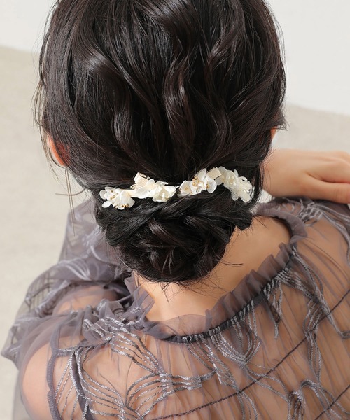 Kana 卒業式 紫陽花 ドライフラワー ミニヘアクリップ 4本セット 結婚