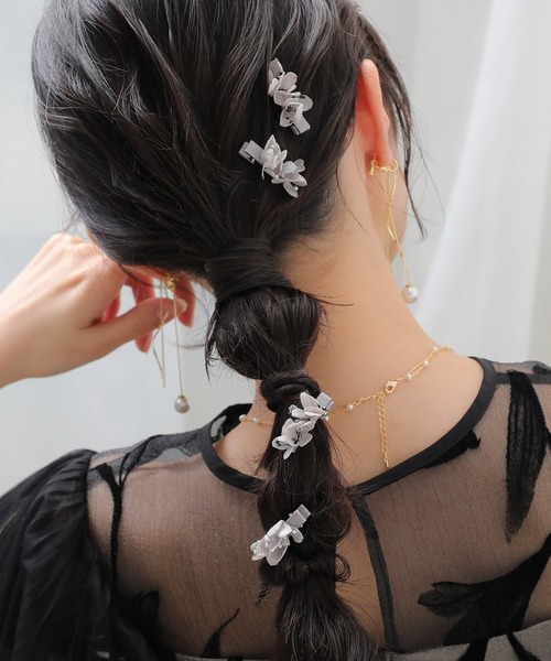 Kana 卒業式 紫陽花 ドライフラワー ミニヘアクリップ 4本セット 結婚