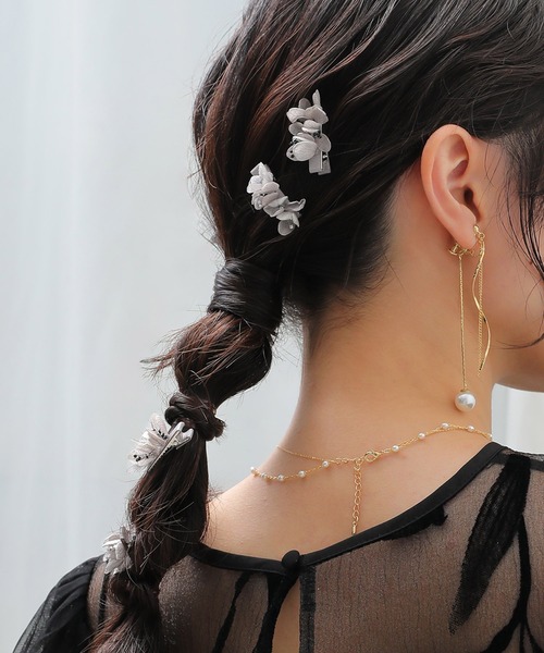 ꫛꫀꪝ✧‧˚【No.146】ヘアクリップ ドライフラワー Kana 卒業式 紫陽花 ドライフラワー ミニヘアクリップ 4本セット 結婚